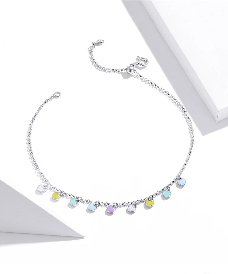 Enamel Heart Anklet