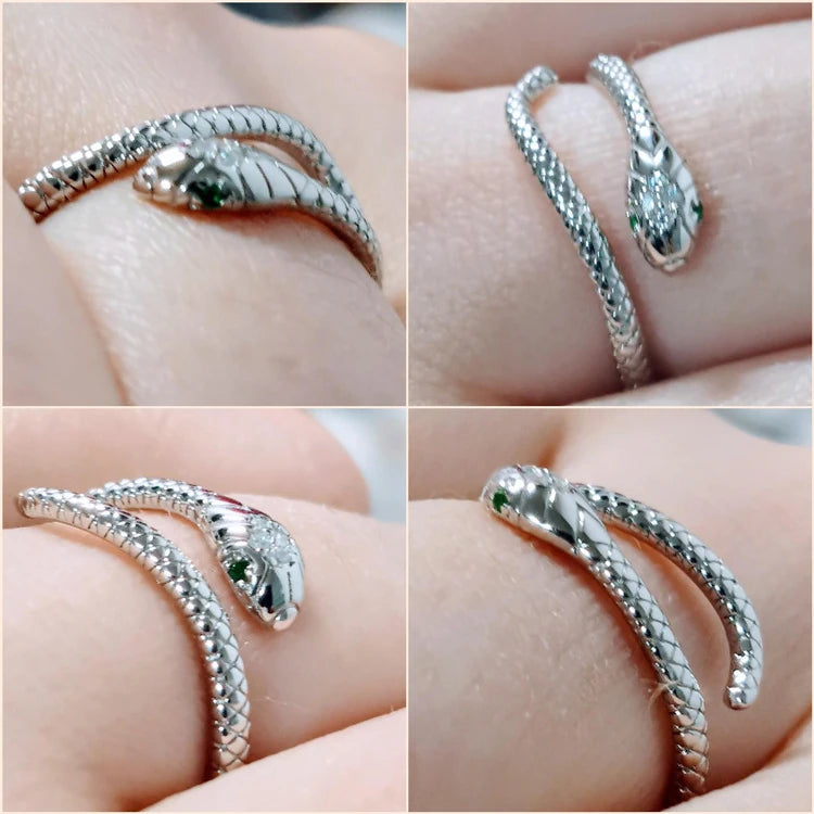 Snake Ring
This super beautiful and original sterling silver ring looks like a real snake coiled around your finger, and the emerald eyes infused the ring with cute and mysterious elements.