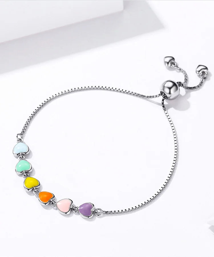 Rainbow Color Heart Bracelet