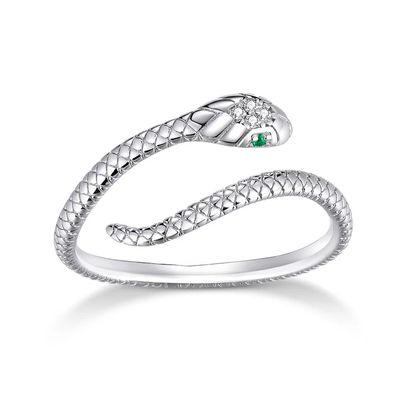 Snake Ring
This super beautiful and original sterling silver ring looks like a real snake coiled around your finger, and the emerald eyes infused the ring with cute and mysterious elements.