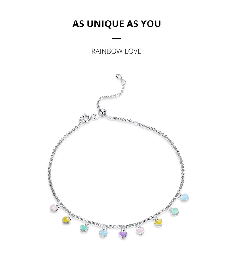 Enamel Heart Anklet