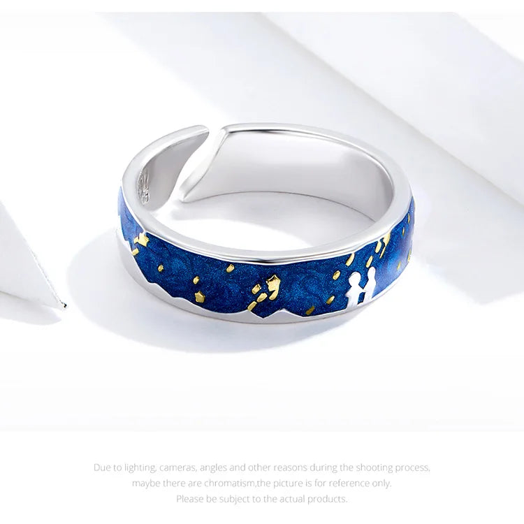 Blue Starry Sky Open Finger Ring