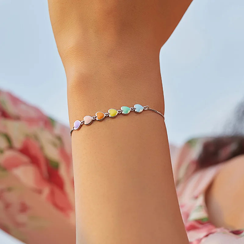 Rainbow Color Heart Bracelet