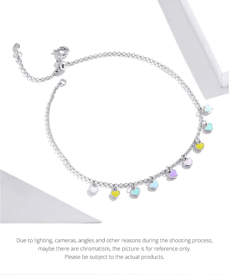 Enamel Heart Anklet