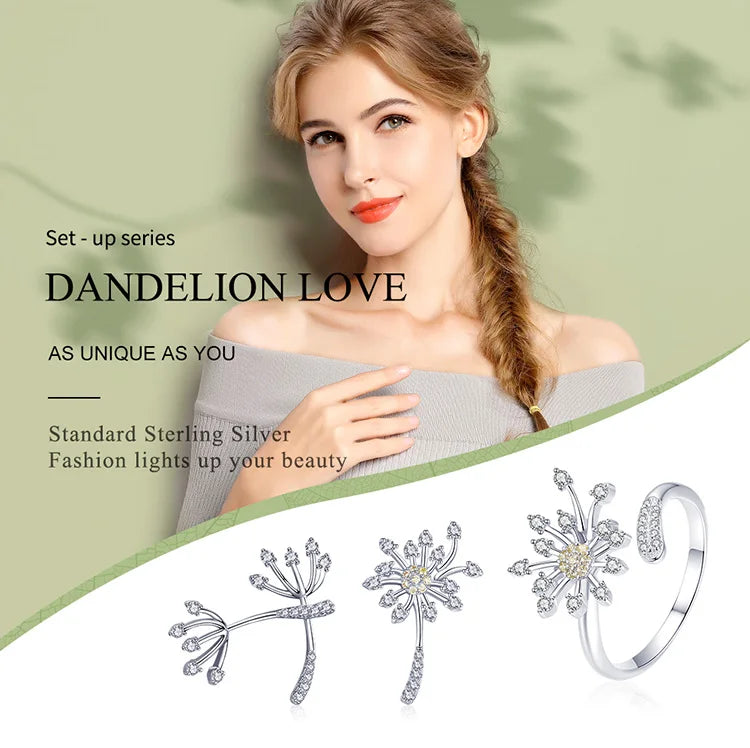 Blooming Dandelion Flower Jewelry Set