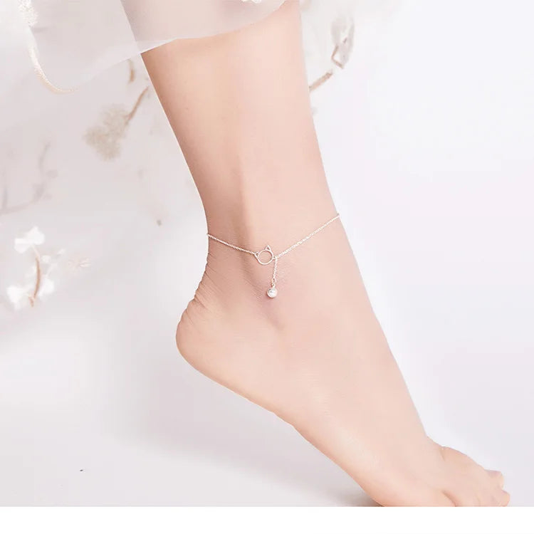 Simple Bell And Cat Anklet