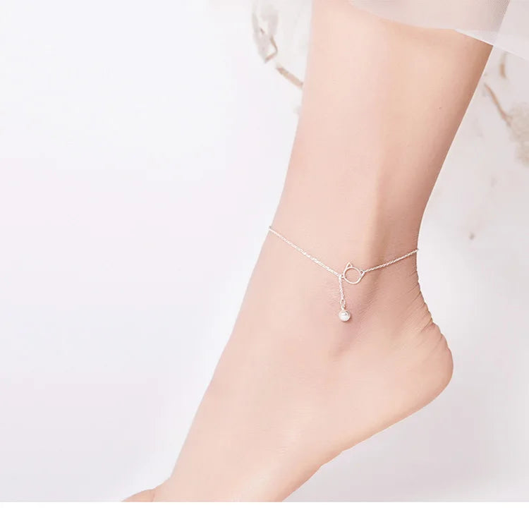 Simple Bell And Cat Anklet