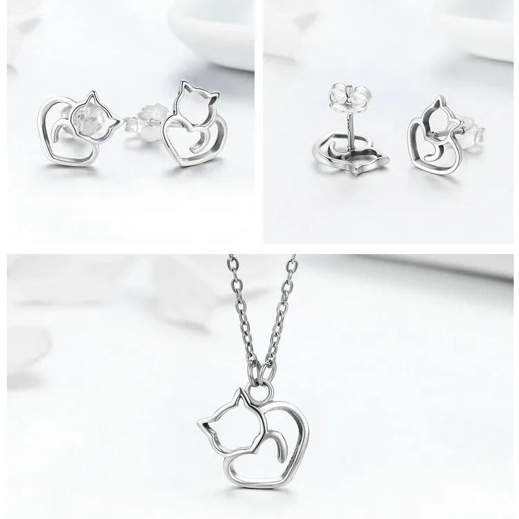 Adorable Cute Cat Jewelry Set