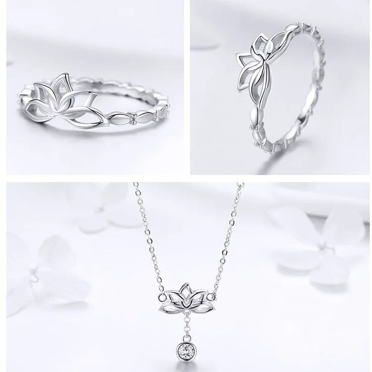 Elegant Lotus Flower Jewelry Set