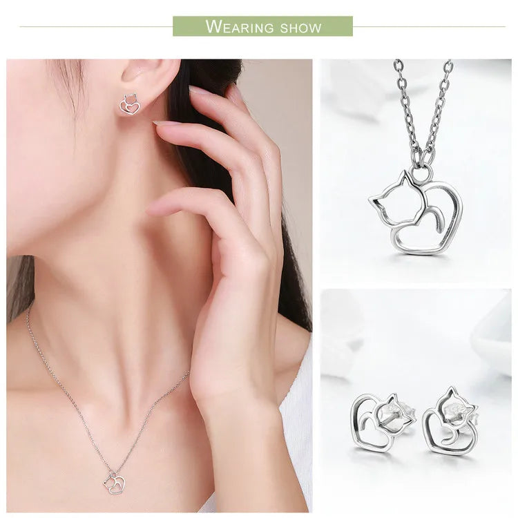 Adorable Cute Cat Jewelry Set