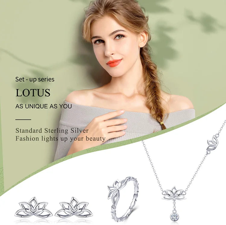 Elegant Lotus Flower Jewelry Set