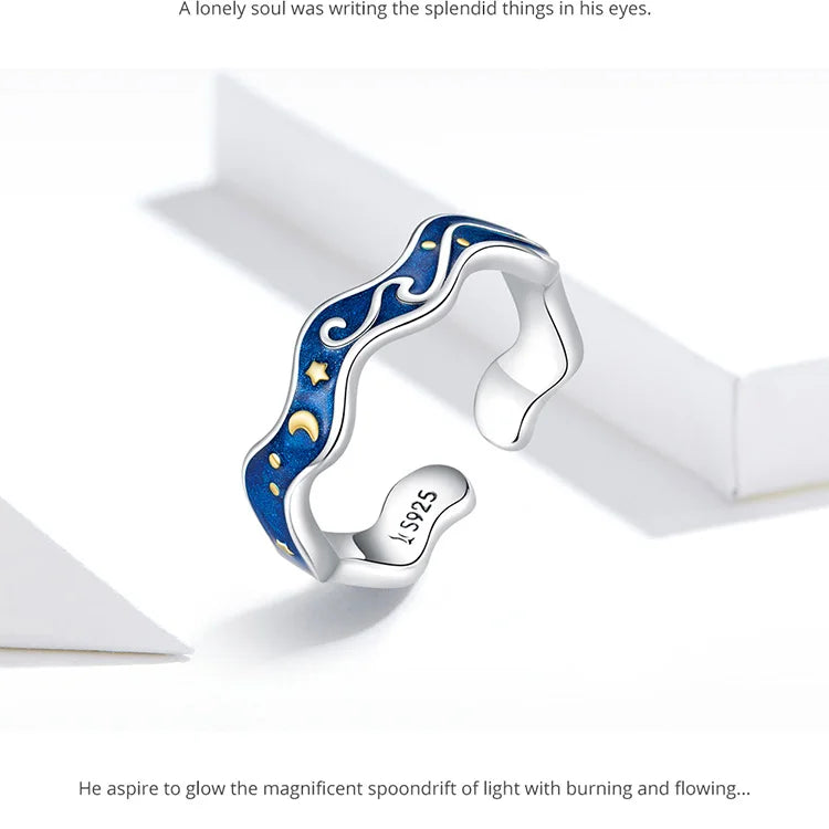 Blue Starry Sky Open Finger Ring