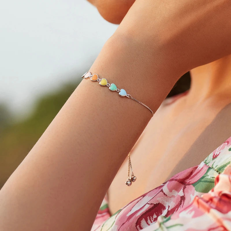 Rainbow Color Heart Bracelet