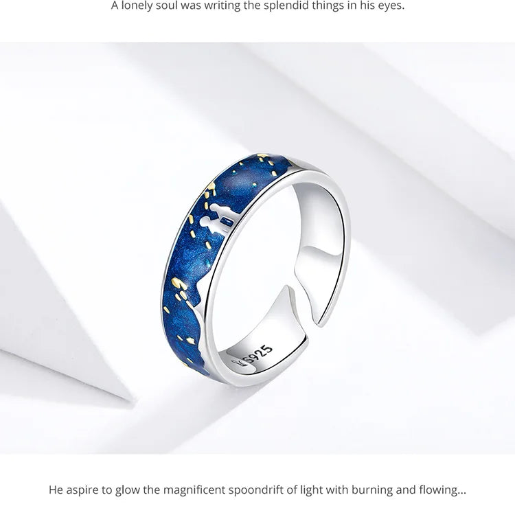 Blue Starry Sky Open Finger Ring