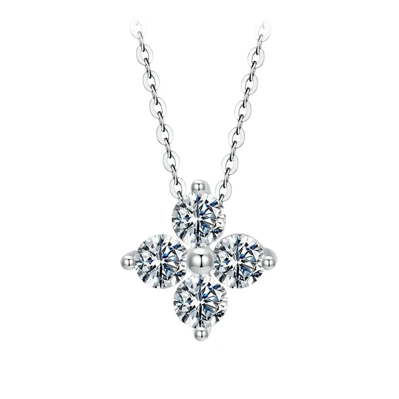 Shiny Moissanite Flower Necklace