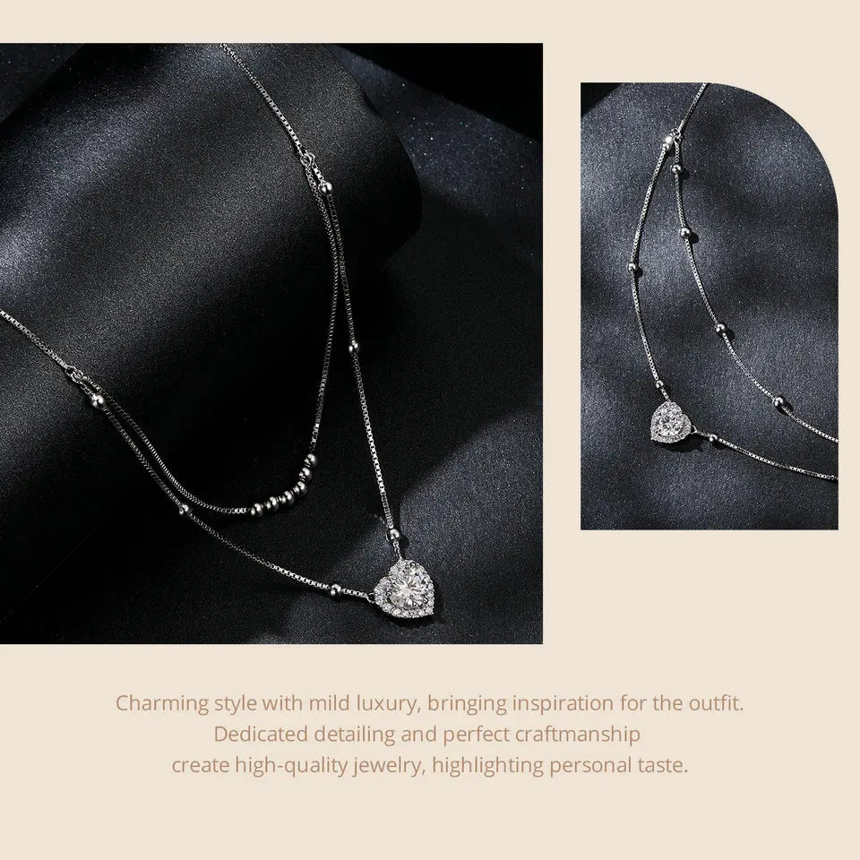 Halo Heart Moissanite Necklace