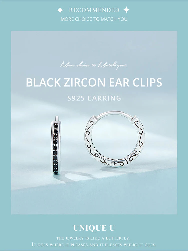 Black Zircon Ear Clips