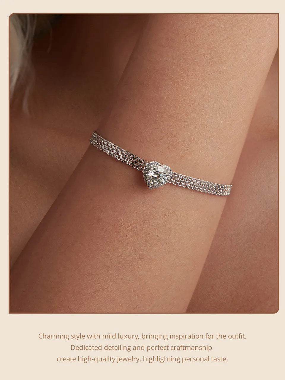 Heart Moissanite Woven Bracelet