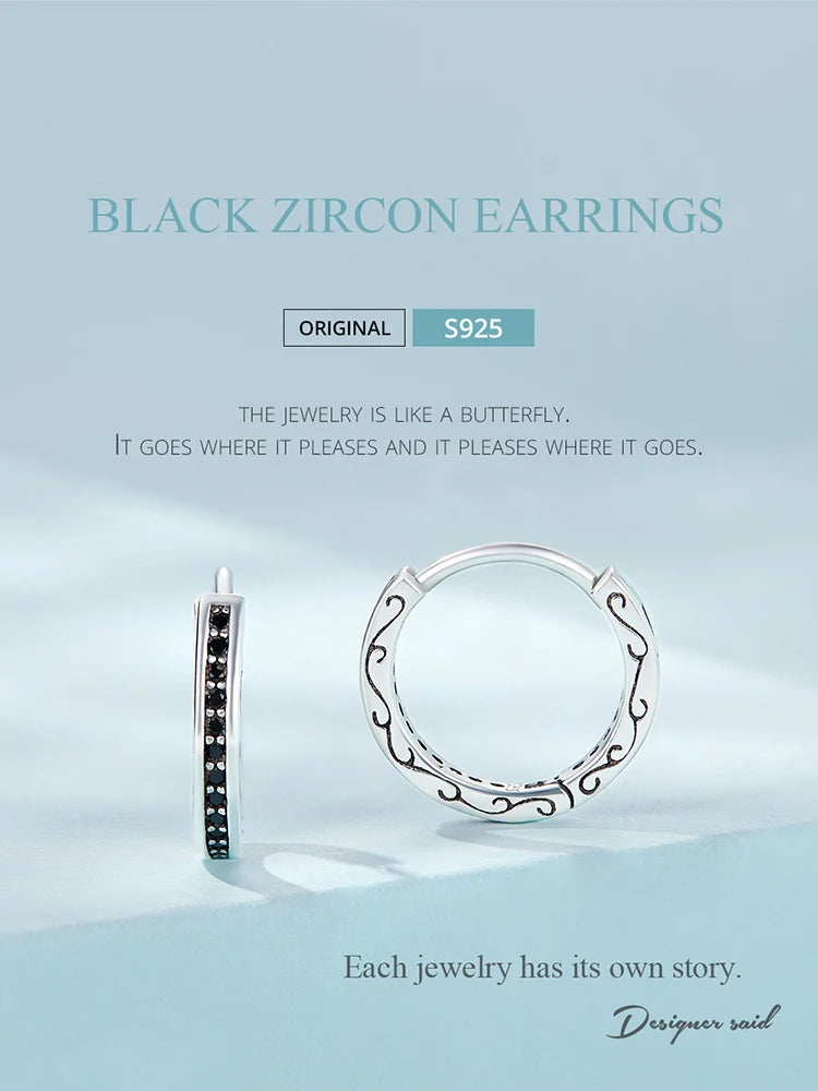 Black Zircon Ear Clips