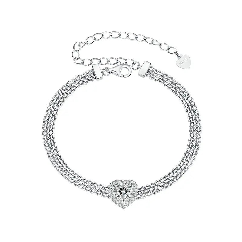 Heart Moissanite Woven Bracelet