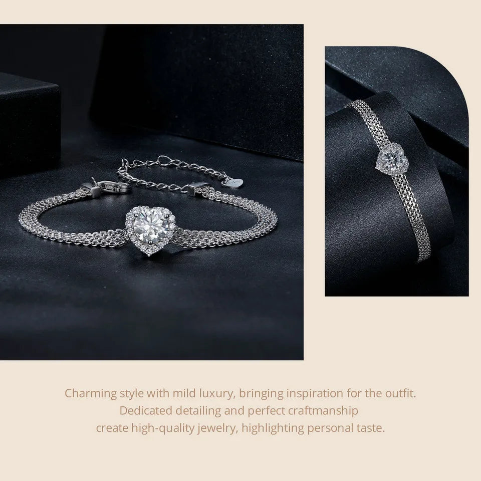 Heart Moissanite Woven Bracelet