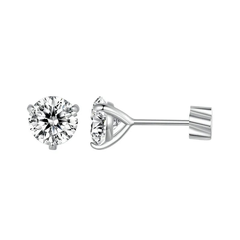 Moissanite Brilliant Three Prongs Earring