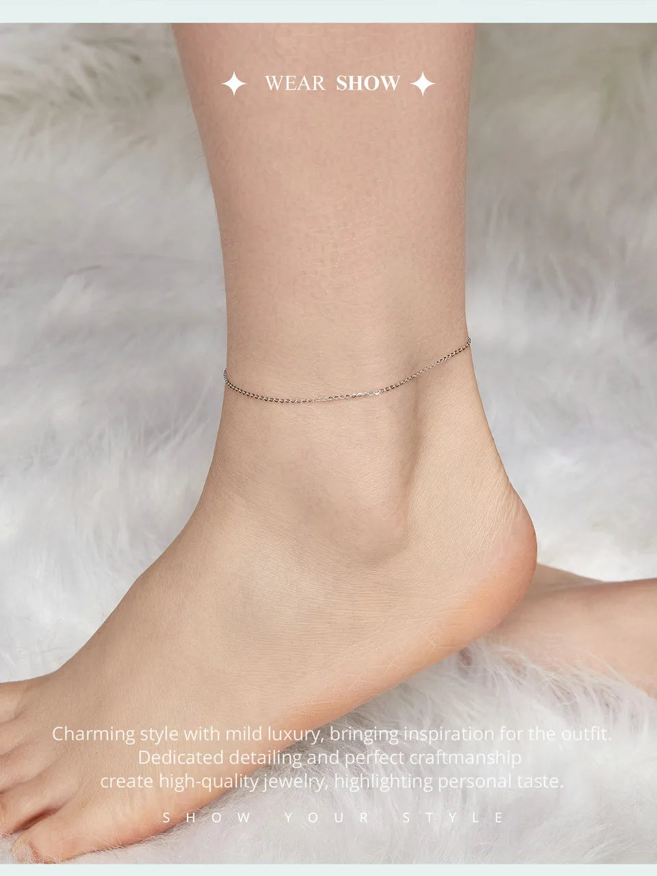 Solid Sparkling O Chain Anklet