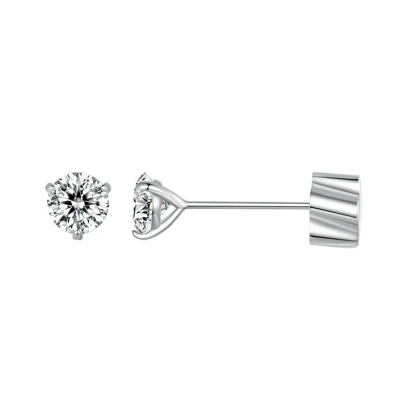 Moissanite Brilliant Three Prongs Earring