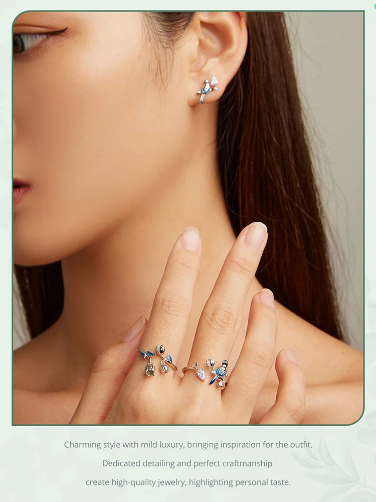 Bird Ring and Earrings Jewelry Set