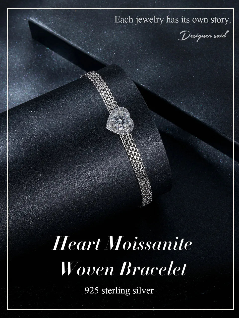 Heart Moissanite Woven Bracelet