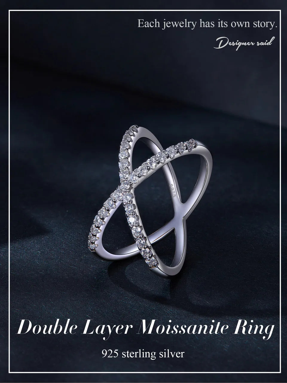 Moissanite Criss Cross Wedding Ring