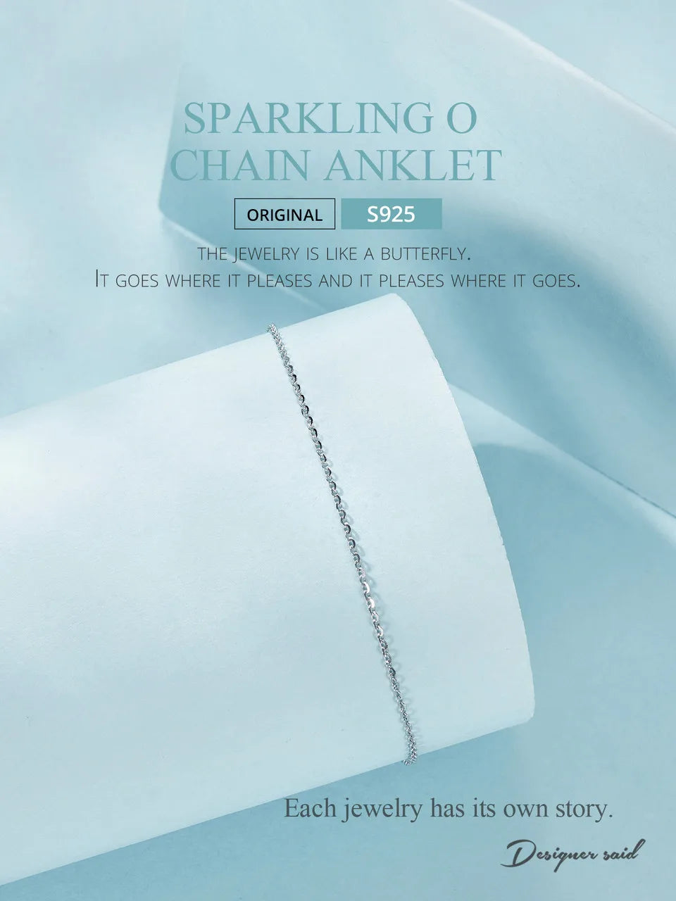 Solid Sparkling O Chain Anklet