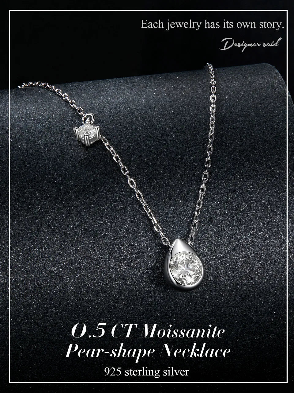 Pear Solitaire Moissanite Pendant