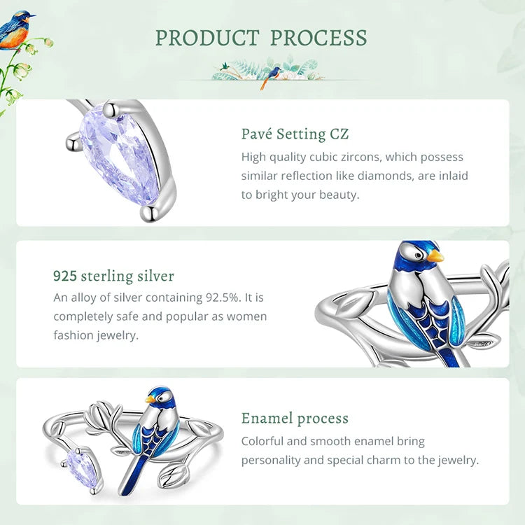 Bird Ring and Earrings Jewelry Set