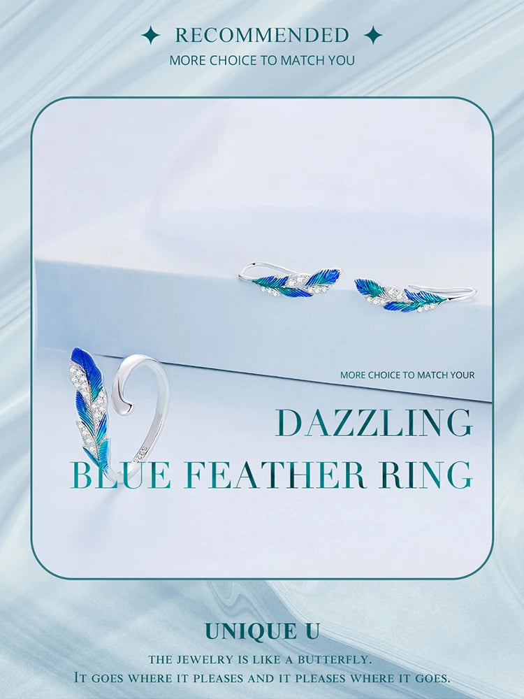 Blue Peacock Feather Jewelry Set