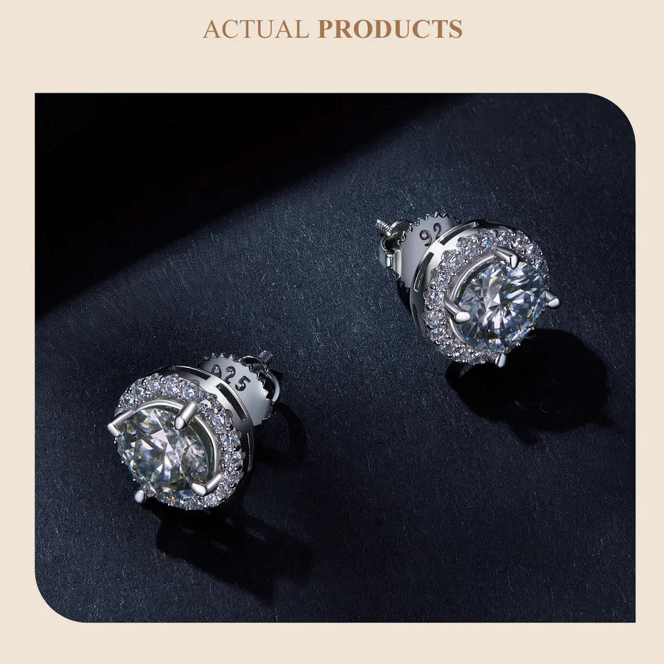 Silver Moissanite Earring