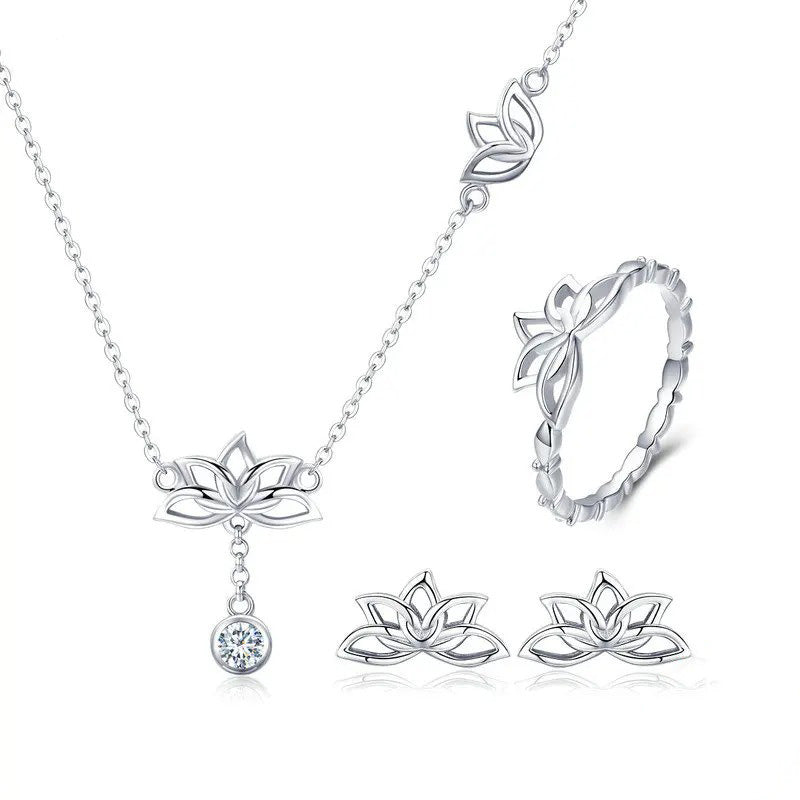 Elegant Lotus Flower Jewelry Set