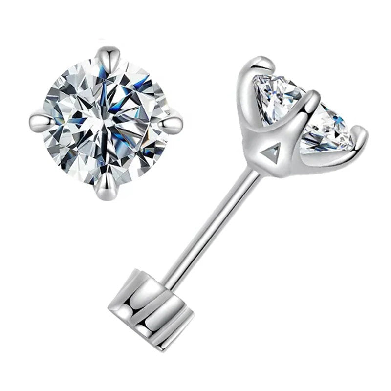 Moissanite Brilliant Three Prongs Earring