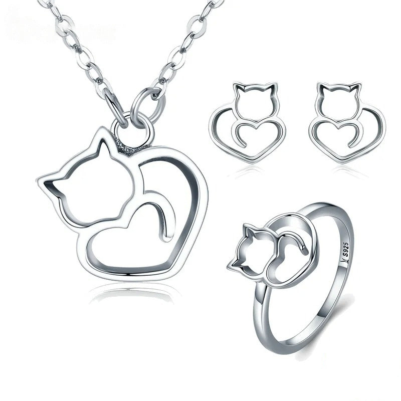 Adorable Cute Cat Jewelry Set