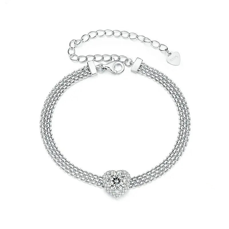 Heart Moissanite Woven Bracelet