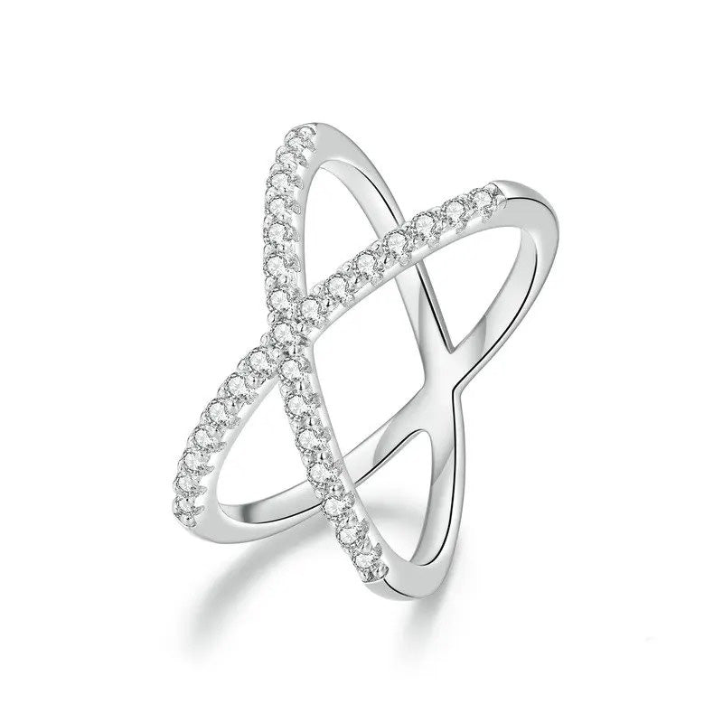 Moissanite Criss Cross Wedding Ring