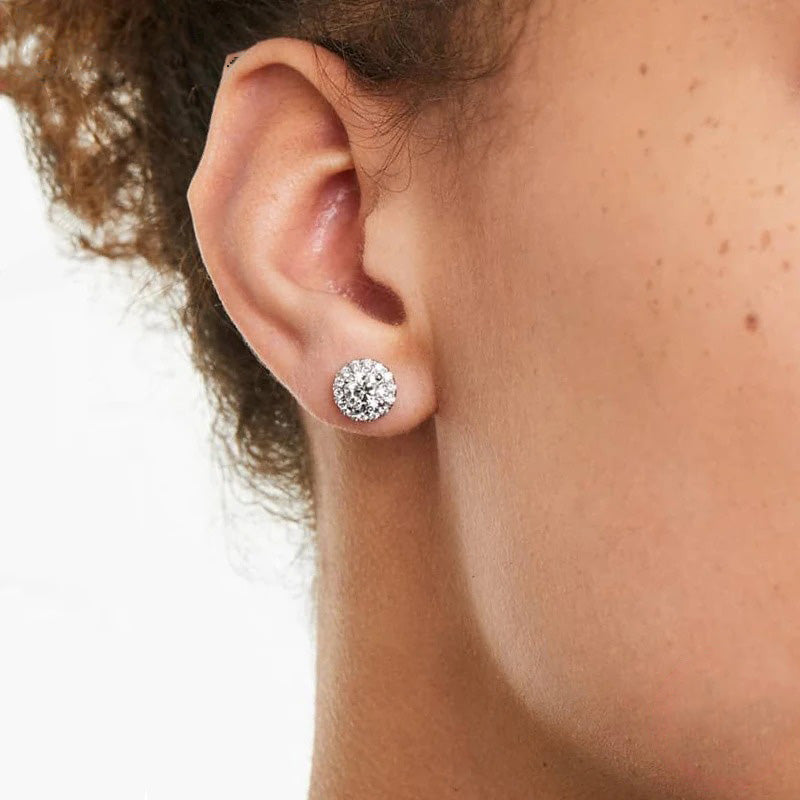 Silver Moissanite Earring