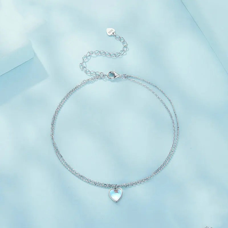 Heart-Shaped Double-Layer Anklet