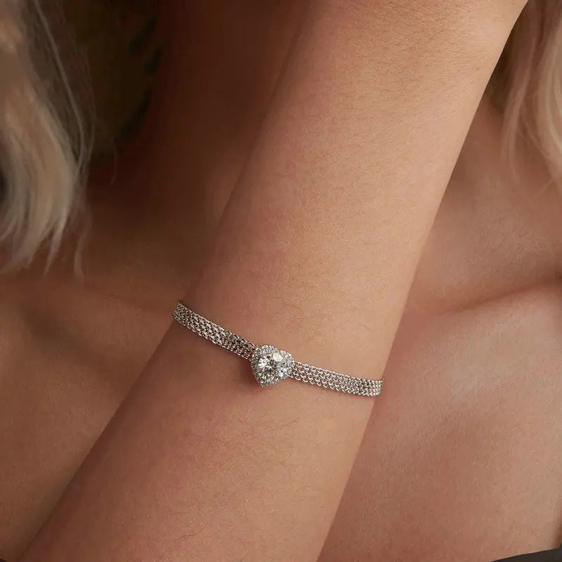 Heart Moissanite Woven Bracelet