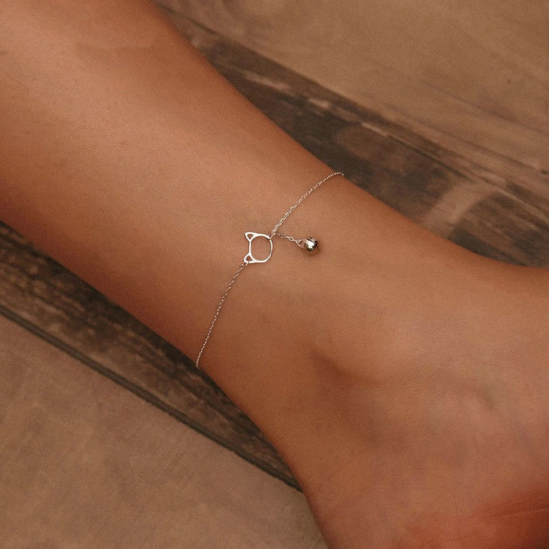 Simple Bell And Cat Anklet