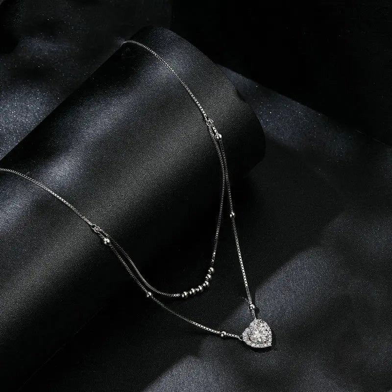 Halo Heart Moissanite Necklace