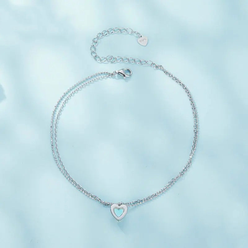 Heart-Shaped Double-Layer Anklet