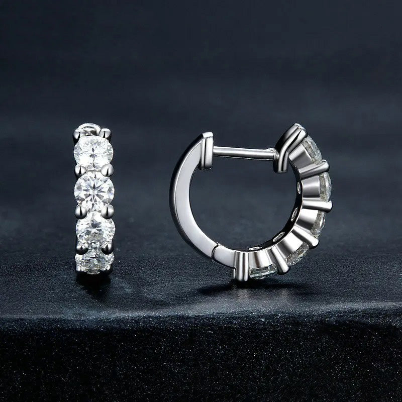 Round Cut Moissanite Hoop Earring