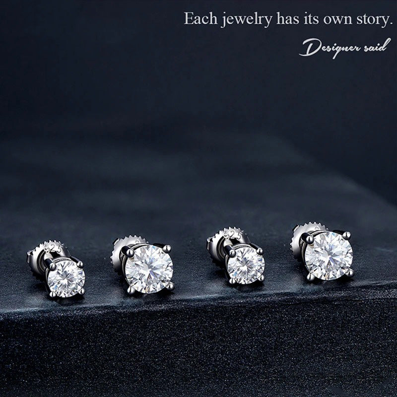 Heart Prong Moissanite Earring