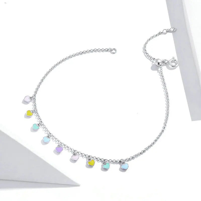 Enamel Heart Anklet